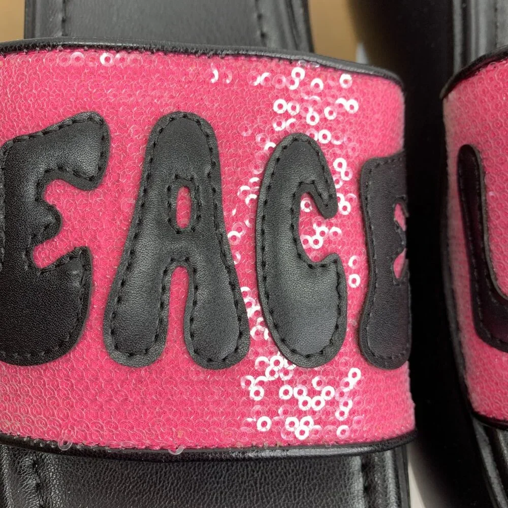 Shellys London Sequin Andi Flatform Mules Pink Women's Size 9 Peace, Love NWB - Picture 5 of 11